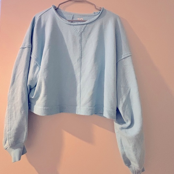 SO Brand Light Blue Cropped Sweatshirt - Picture 1 of 4